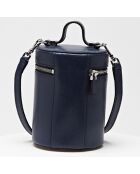 Petit sac cylindre en Cuir Mini Bag encre - 12x17x12 cm